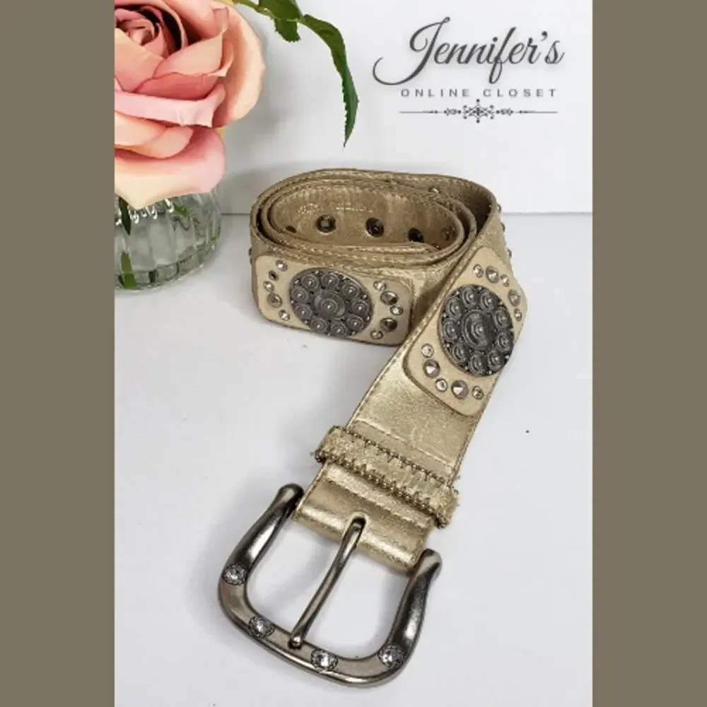 3/$25 Kathy Van Zeeland Faux Leather Studded Belt Size Medium